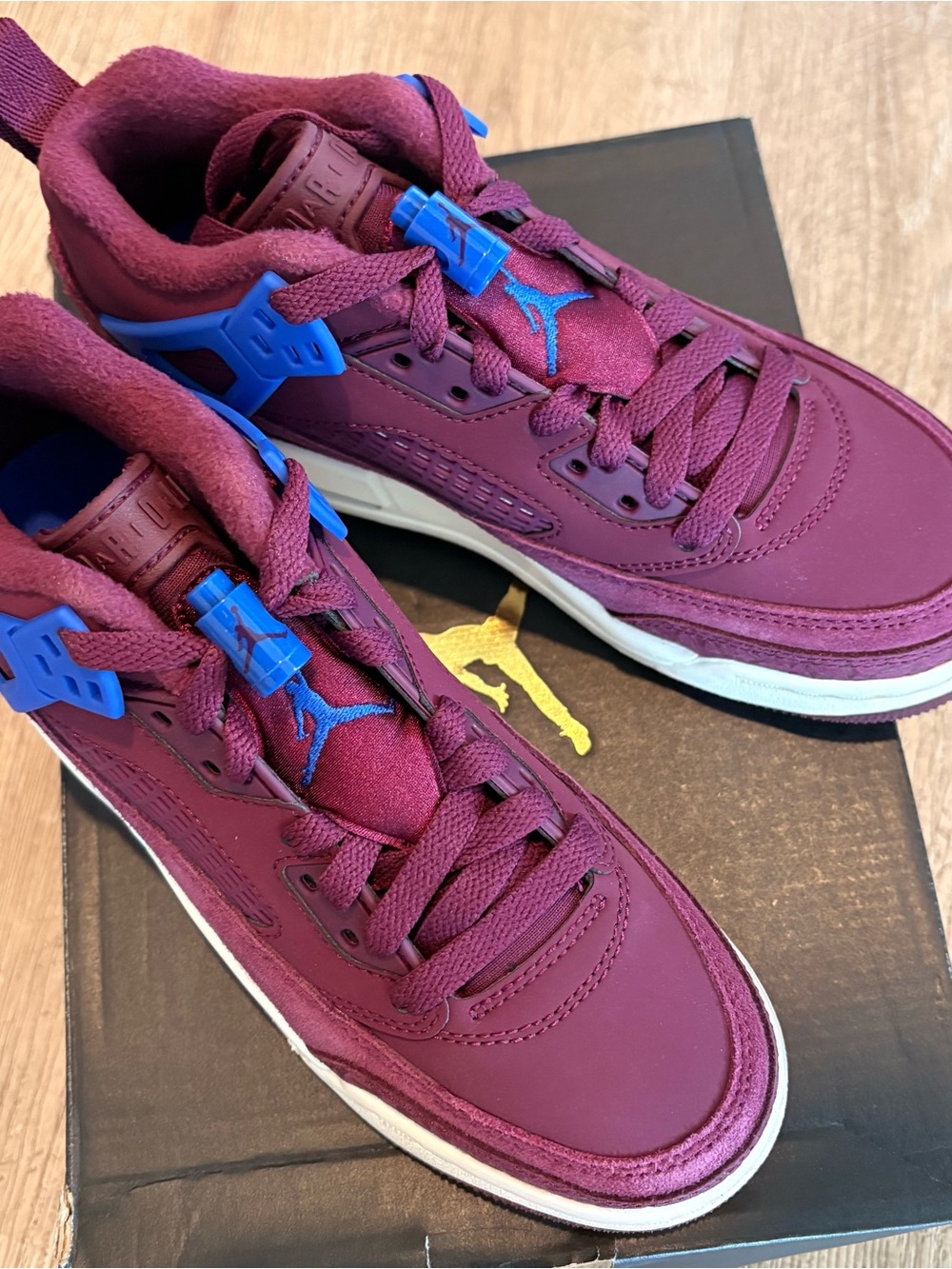 Jordan Spizike Low GS Bordeaux/Hyper Royal Sail 4Y FQ3950 641 Brand New In Box